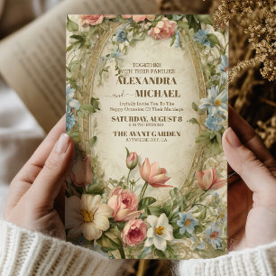 Gold Lila Vintage Wedding William Morris Einladung