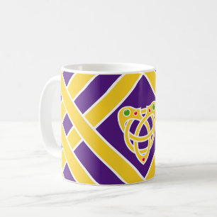 Gold/lila/weiße Bänder/Streifen, keltischer Kaffeetasse