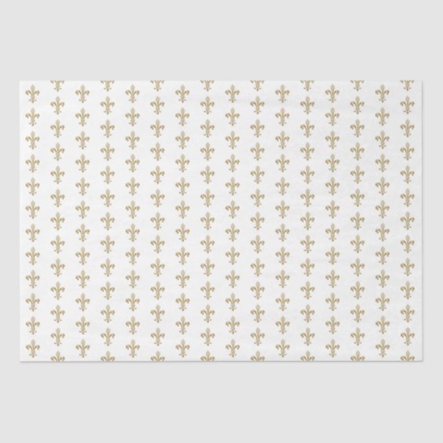 Gold Lilie French Heraldic Pattern Vintag Seidenpapier (Vorderseite)