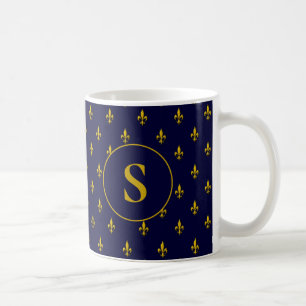 Gold Lilie Pattern für Royal Blue Kaffeetasse