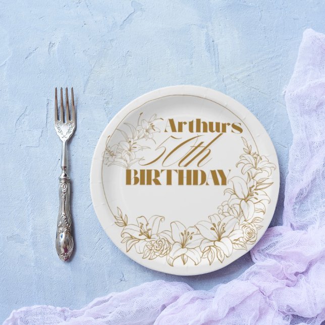 Gold Lily Theme Adult Party Pappteller (Von Creator hochgeladen)