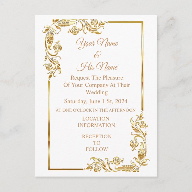 Gold Line Art Border Thunder_Cove Postkarte (Vorderseite)