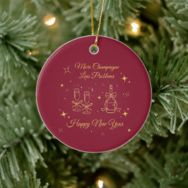 Gold Line Art New Year Design Keramik Ornament