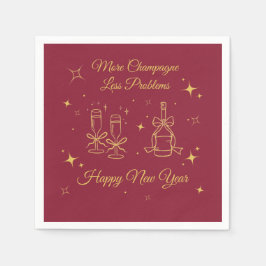 Gold Line Art New Year Design Serviette