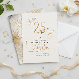 Gold Line Floral 25-Jahr-Jubiläum ID1169 Einladung