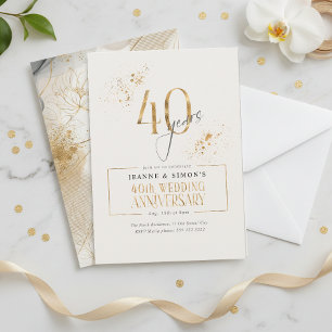 Gold Line Floral 40 Jahre Jubiläum ID169 Einladung
