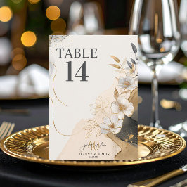 Gold Line Floral 40th Anniversary Table Num ID1169 Einladung
