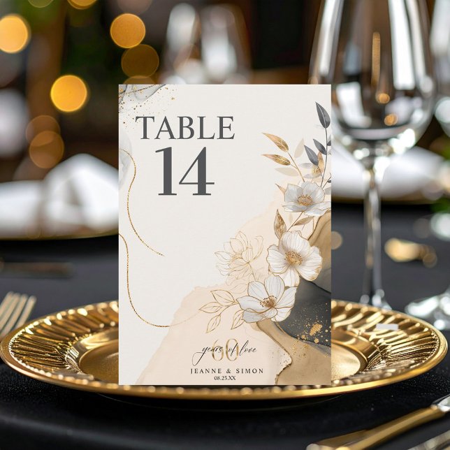 Gold Line Floral 60th Anniversary Table Num ID1169 Einladung (Von Creator hochgeladen)