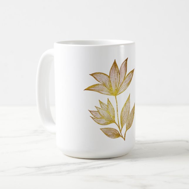 Gold Line Floral Kaffeetasse (Vorderseite Links)