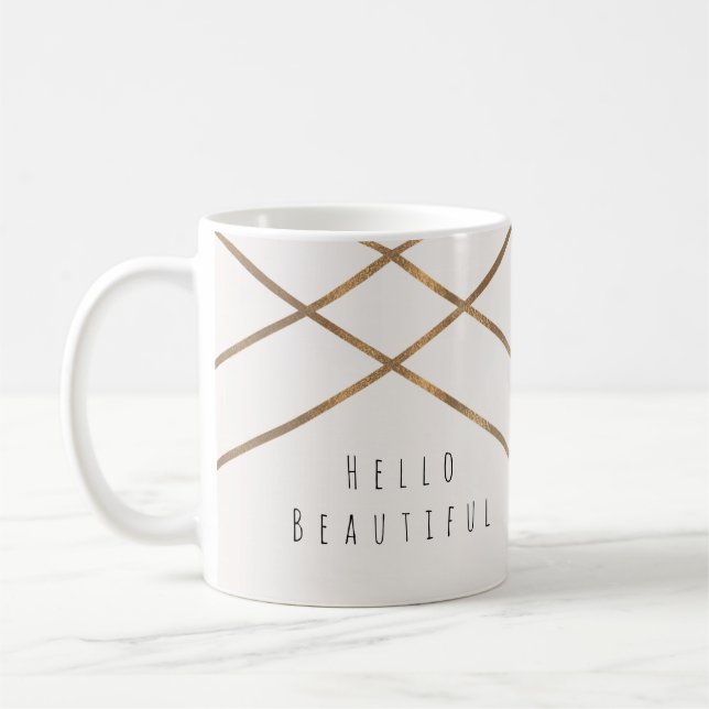 Gold Linien Modernes geometrisches Glam Beautiful  Tasse (Links)
