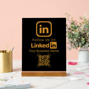 Gold LinkedIn QR-Code Geschäft Acrylschild