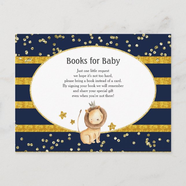 Gold Lion Navy Blue Baby Duschbücher für Baby Postkarte (Vorderseite)