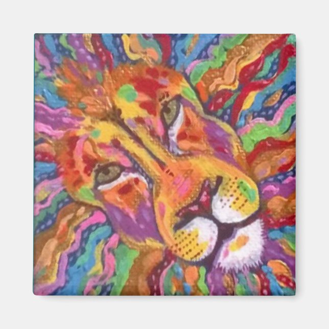 Gold Lion Original expressive Malerei Magnet (Vorne)