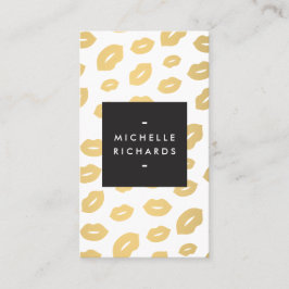 Gold Lip Print Makeup Artist Beauty White Visitenkarte