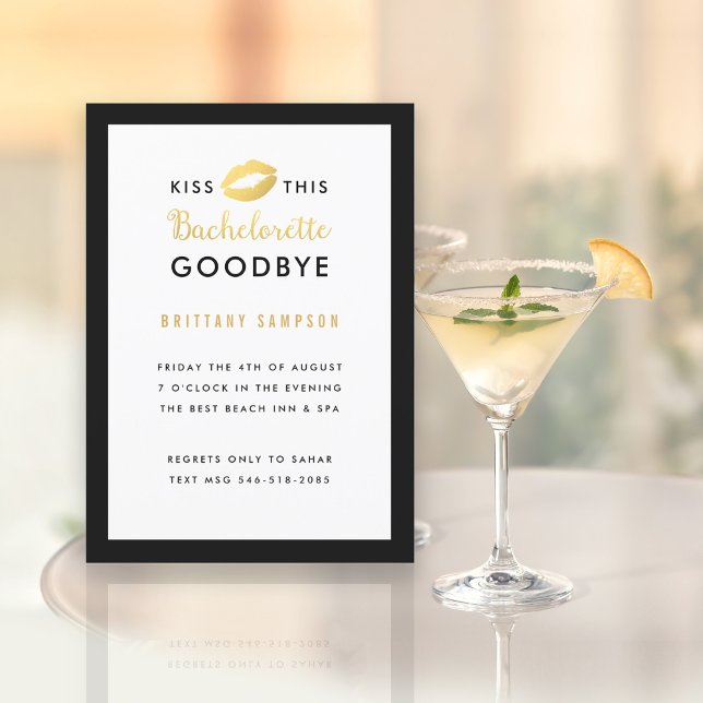 Gold Lippen Küssen Bachelorette Auf Wiedersehen Einladung (Von Creator hochgeladen)