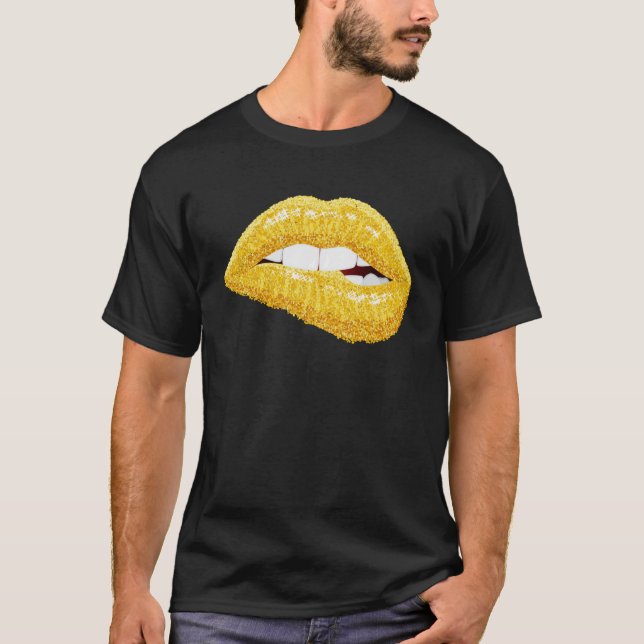 Gold Lips binden Lipstick Makeup Pullover Hoodie (Vorderseite)