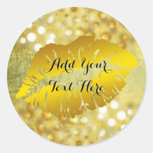 Gold Lips Confetti Glitzer Classic Mode Beauty Runder Aufkleber
