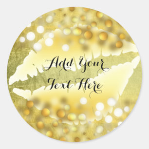 Gold Lips Confetti Glitzer Classic Mode Beauty Runder Aufkleber