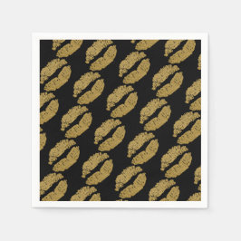 Gold Lips Kiss Beauty Makeup Geburtstagsparty Serviette