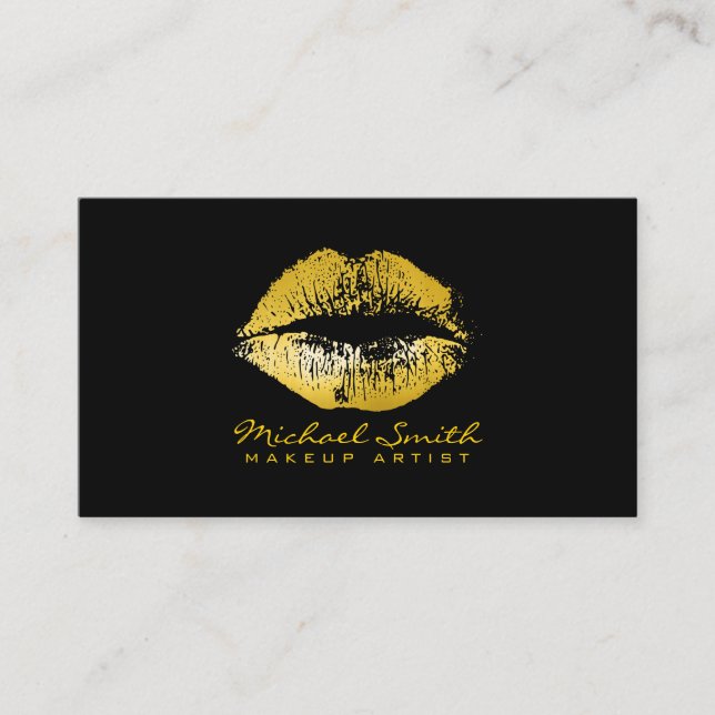 Gold Lips Makeup Artist #3 Visitenkarte (Vorderseite)