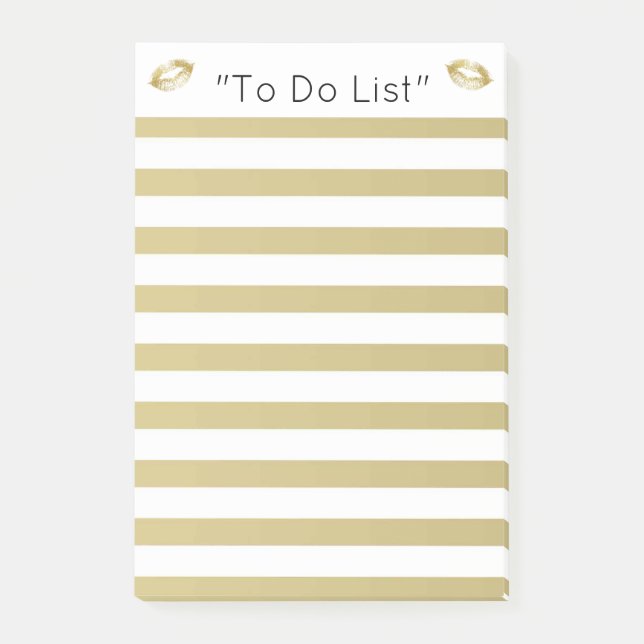 Gold Lips "To Do List" Post-it Klebezettel (Vorderseite)