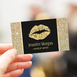 Gold Lips Trendy Glitzer Glitzern Makeup Artist Visitenkarte