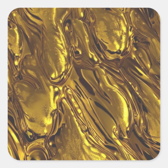 Gold Liquid Quadratischer Aufkleber (Vorderseite)