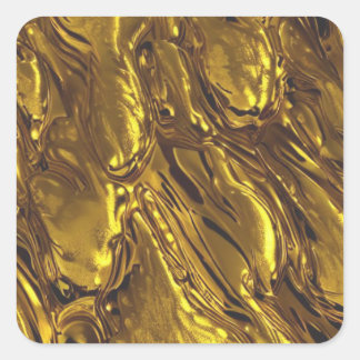 Gold Liquid Quadratischer Aufkleber