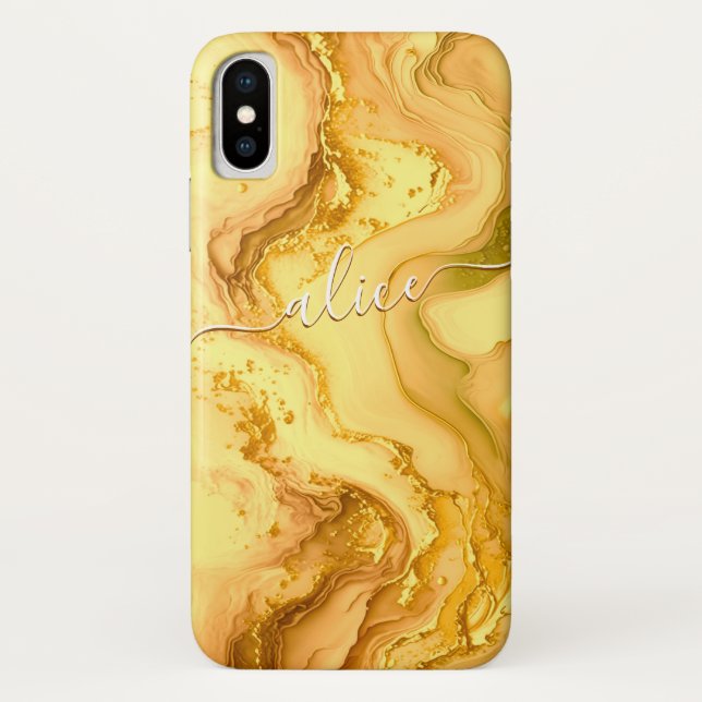 Gold liquide personalisierbare Bezeichnung mit Swa Case-Mate iPhone Hülle (Rückseite)