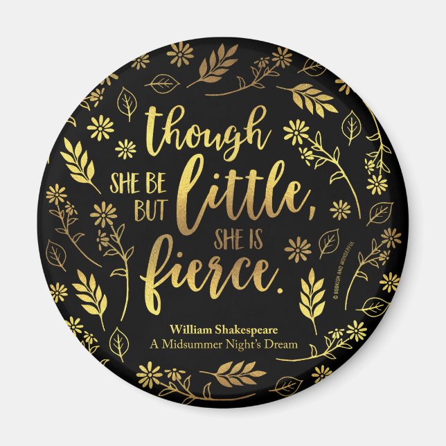 Gold Little Aber Fierce William Shakespeare Floral Magnet (Vorne)