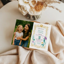 Gold Little Mermaid 10th Birthday  Under the sea Einladung