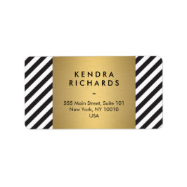 Gold-Logo für das Retro-Schwarz-Weiß-Muster Adressaufkleber