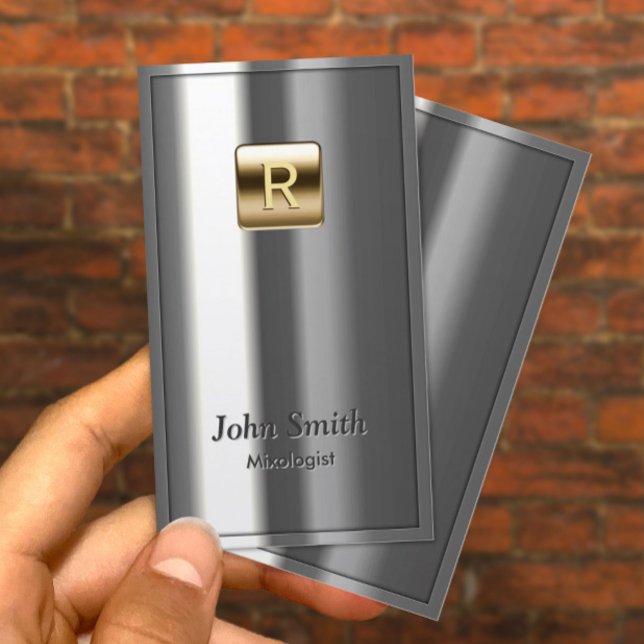 Gold Logo Metallische Mixologe Business Card Visitenkarte (Von Creator hochgeladen)