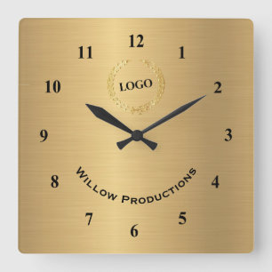 Gold-Logo Quadratische Wanduhr