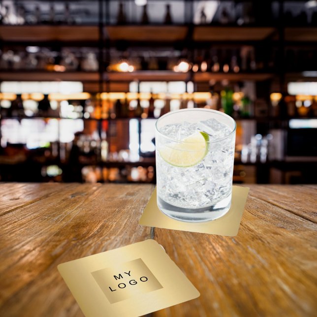 Gold-Logo Rechteckiger Pappuntersetzer (Von Creator hochgeladen)