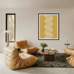 Gold Lombard Wellenlinien Moderne Minimalistische Poster
