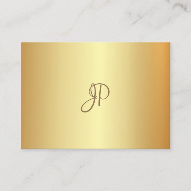 Gold Look Elegant Calligraphed Monogram Modern Visitenkarte (Vorderseite)