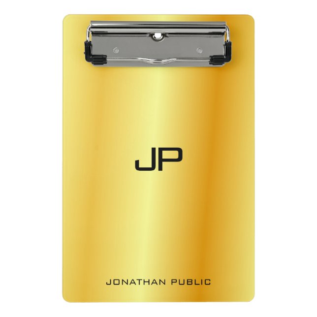 Gold Look Elegante Monogram Moderne Vorlage Custom Mini Klemmbrett (Vorderseite)