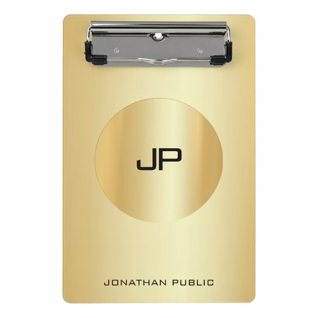 Gold Look Elegante Monogram Moderne Vorlage Mini Klemmbrett (Vorderseite)