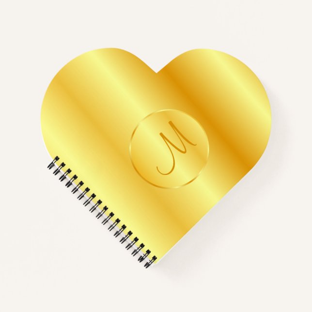 Gold Look Elegante Monogram Template Trendy Notizbuch (Vorderseite)