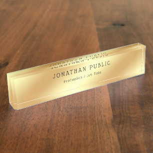 Gold Look Kalligraphie Name Elegante Vorlage Namensplakette