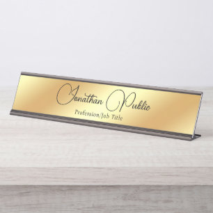 Gold Look Moderne Elegant Template Typografie Schreibtischnamensplakette