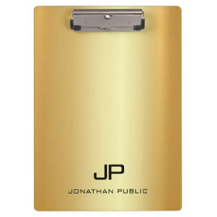 Gold Look Moderne Mit Monogramm Vorlage Elegant Klemmbrett