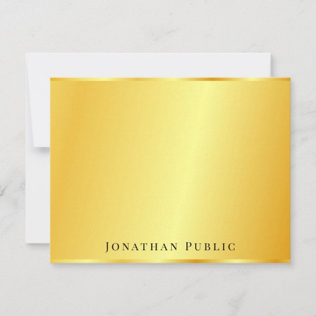 Gold Look Personalisiert Elegante Trendy Template Mitteilungskarte (Vorderseite)