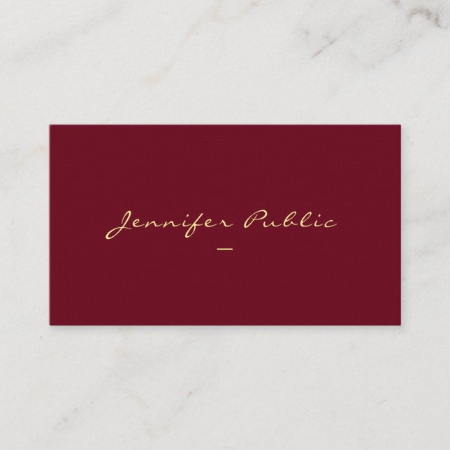 Gold Look Script Template Luxus Premium Linen Visitenkarte (Vorderseite)