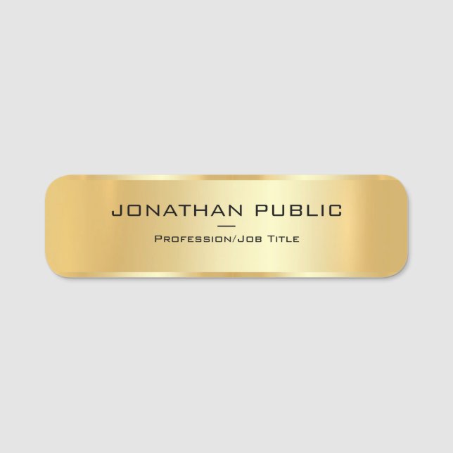 Gold-Look-Sicherheitsnadel oder magnetischer Namen Namensschild (Vorderseite)