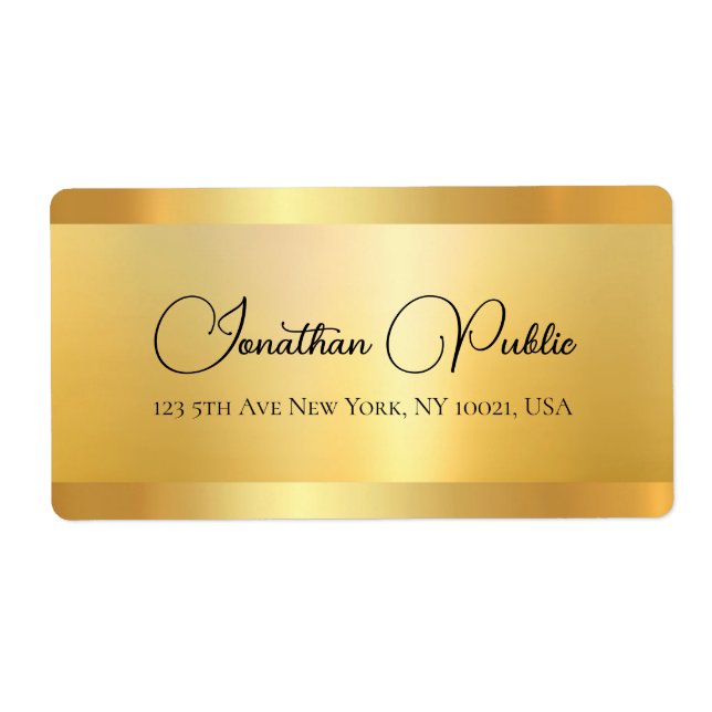 Gold Look Typografie Hand Script Lieferadresse (Vorne)