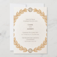 Gold-Lorbeer-Cameo-Hochzeits-Einladung