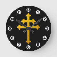 Gold Lorraine Cross auf Schwarz / Christlich