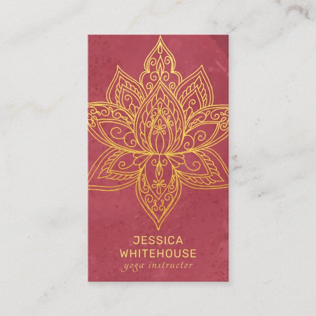 Gold Lotus Blume Elegante Rose Business Card Visitenkarte (Vorderseite)